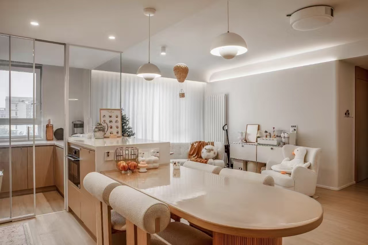 74㎡奶油风小家，三室两卫轻松拿捏，治愈系氛围满溢！